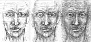 3 stages in the process of drawing a head by William T. Ayton
