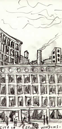 City Of Broken Windows -- pencil sketch