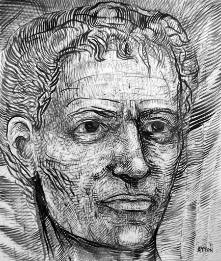 Ink Drawing of a Head by William T. Ayton