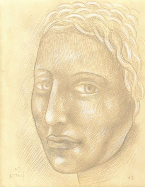 Woman with Braided Hair silverpoint by William T. Ayton