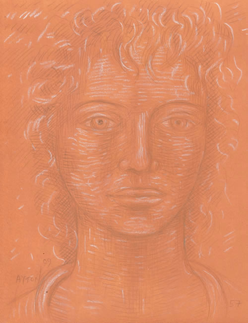 Young Girl on Burnt Ochre Ground silverpoint by William T. Ayton